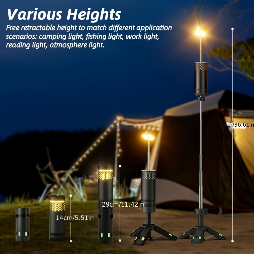 Camping Lantern, Rechargeable Retractable Camping Light, Portable LED Work Light with Magnet, Waterproof Outdoor Camping Light for Camping, Hiking, Night Fishing, Adventure, Hurricane Emergency