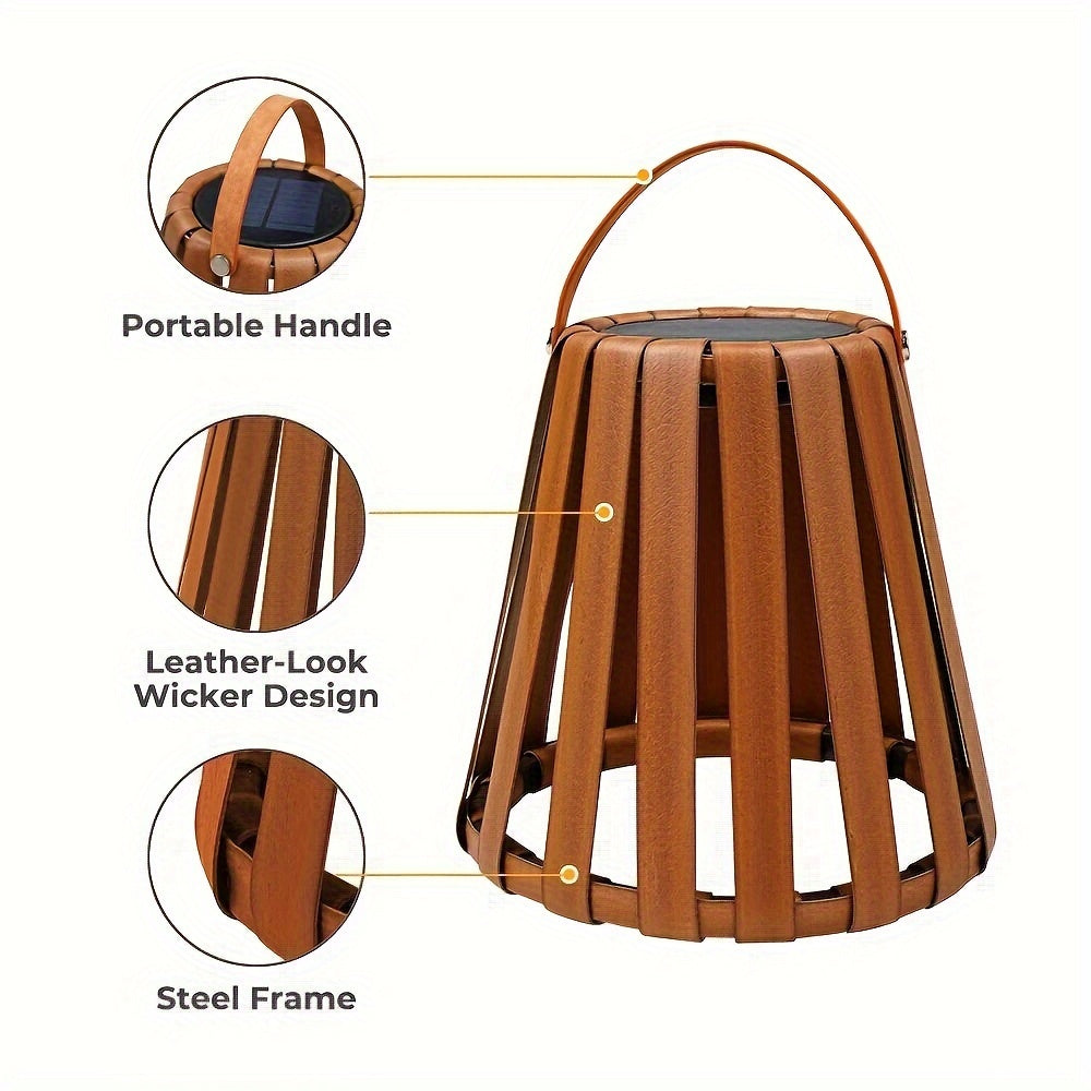 2pcs Solar Lamp 2 Pieces Solar Powered LED Outdoor Lamp | Wicker Floor Lantern, Camp Lighting, Lawn Landscape Garden Decorative Balcony