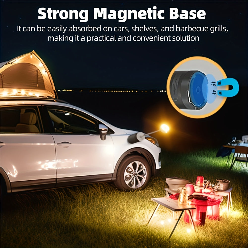 Camping Lantern, Rechargeable Retractable Camping Light, Portable LED Work Light with Magnet, Waterproof Outdoor Camping Light for Camping, Hiking, Night Fishing, Adventure, Hurricane Emergency