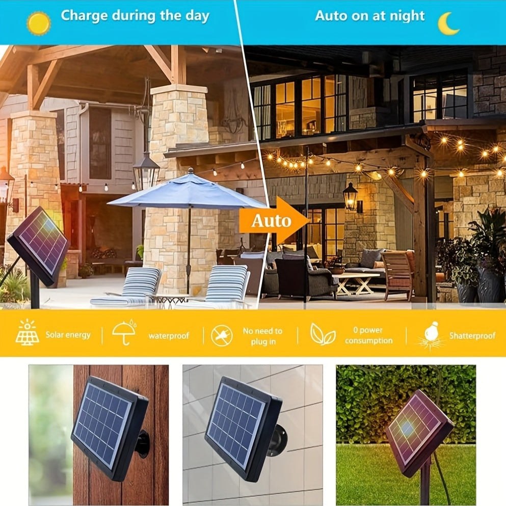 60FT\u002F120FT G40 ST38 Solar Powered Dimmable String Lights - Remote Controlled, Waterproof Patio Lights with LED Edison Bulbs for Outdoor Backyard Porch, Perfect for Patio, Backyard, Fence & Holiday Celebrations