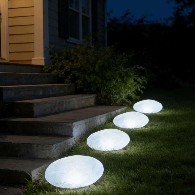 3 Solar Powered Led Pebble Shaped Lights | Ip55 Outdoor Lights, Courtyard Garden Lawn Atmosphere Lights, Balcony Buried Decorative Lights, Plug-In Free Energy-Saving Night Lights, Landscape Landscaping Lights, Light, Polished End