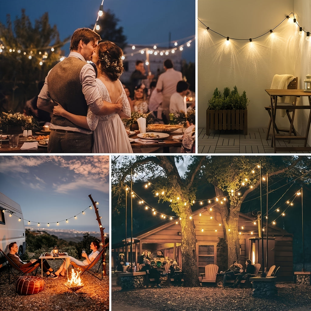 60FT\u002F120FT G40 ST38 Solar Powered Dimmable String Lights - Remote Controlled, Waterproof Patio Lights with LED Edison Bulbs for Outdoor Backyard Porch, Perfect for Patio, Backyard, Fence & Holiday Celebrations