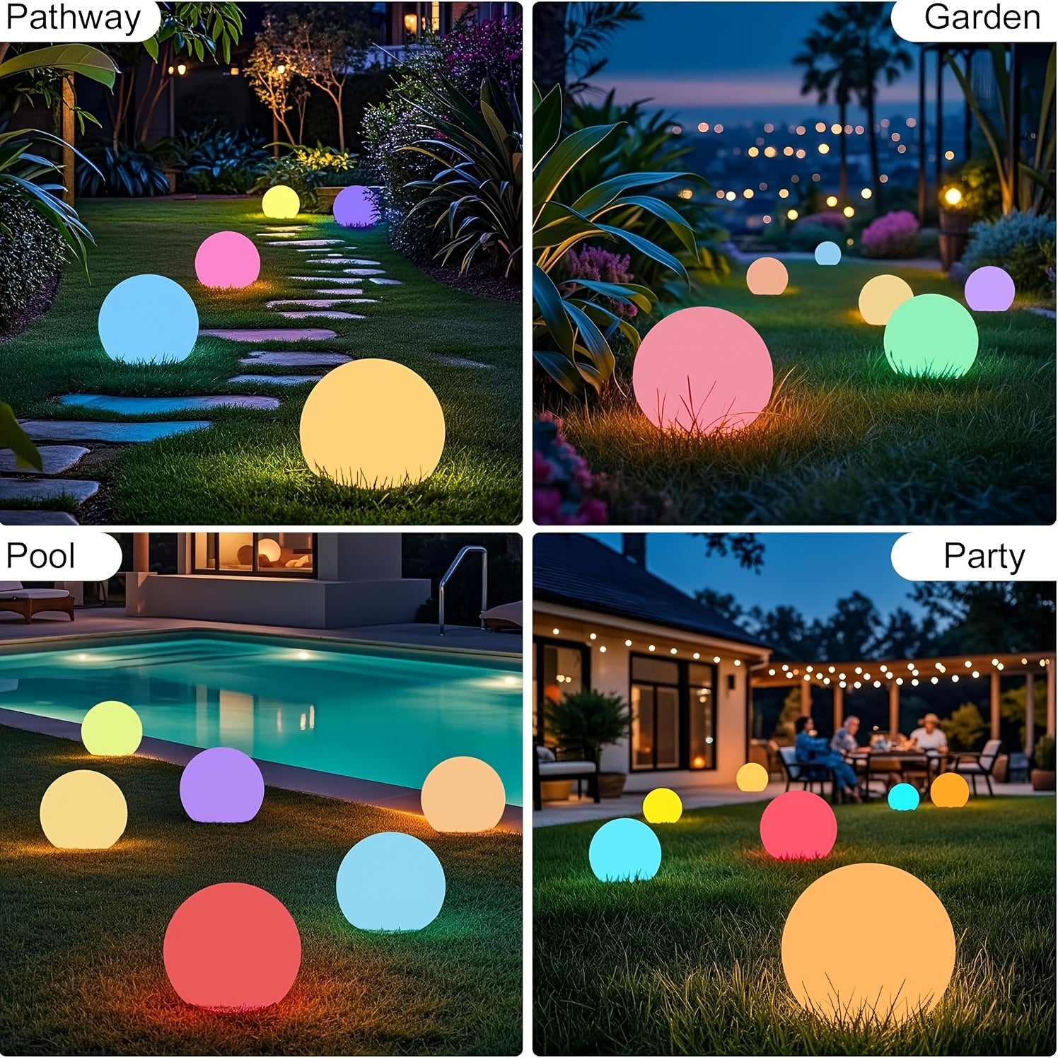 Large Solar Powered LED Ball Lights, 16 Color Changing Orb with Remote Control, Rechargeable Globe Lamp for Indoor\u002FOutdoor, Lawn, Swimming Pool, Holiday Party
