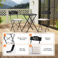 Outdoor Folding Bistro Set (3-Piece) - Patio Chair Olive Leaf Cutout Design, 2 Chairs 1 Table for Patio Balcony Garden Porch Yard, Space-Saving Foldable Outdoor Seating Set Pink\u002FGreen\u002FBlue\u002FBlack Multicolor