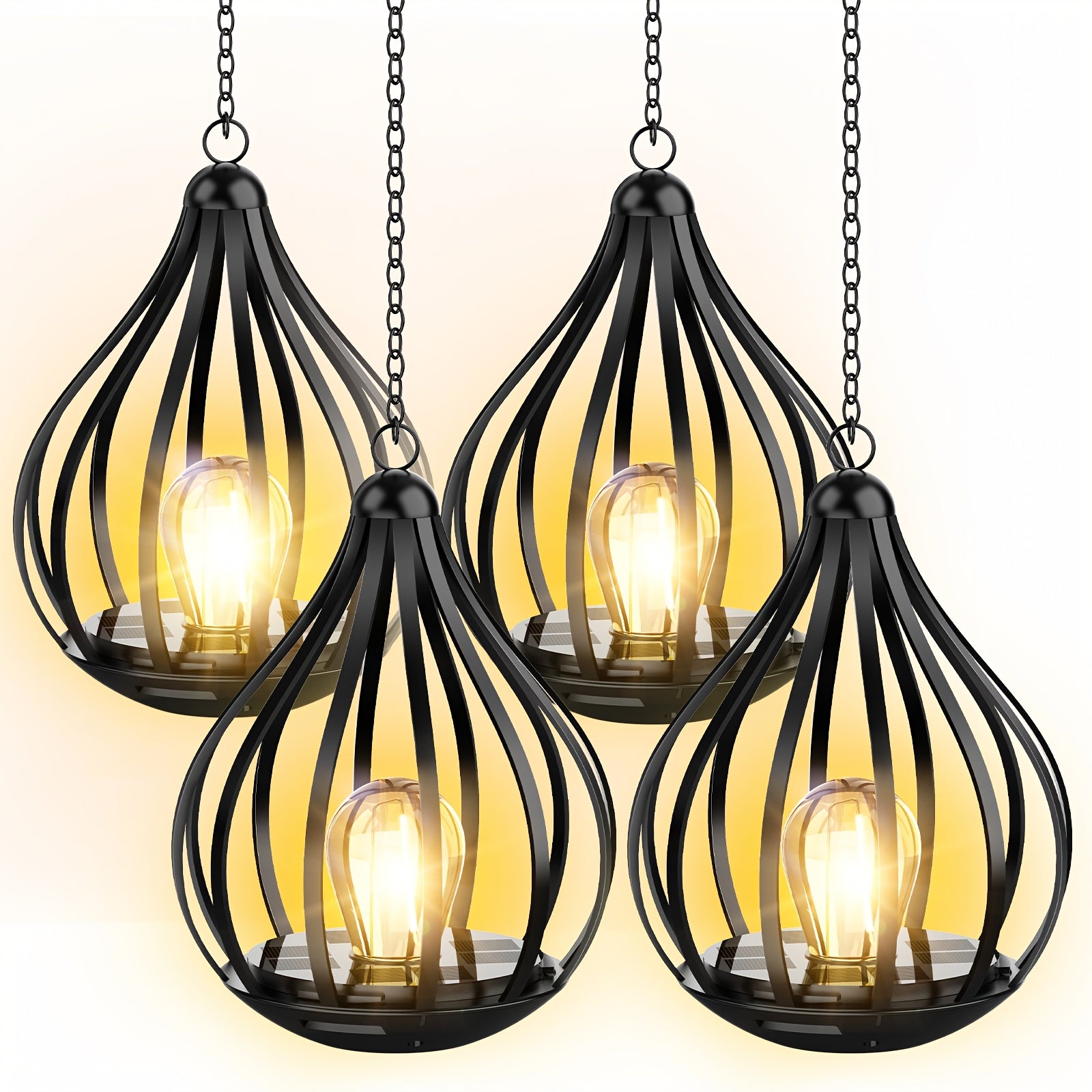 Hanging Solar Lantern, Outdoor Solar Light, Warm White LED Pendant Light, Beaded Copper Wire Spherical Lampshade, Decorative Light for Courtyards And Gardens, Suitable for Courtyards, Pathways, Walls, Eaves, And Pergolas. 1pc\u002F2pcs\u002F4pcs Pack