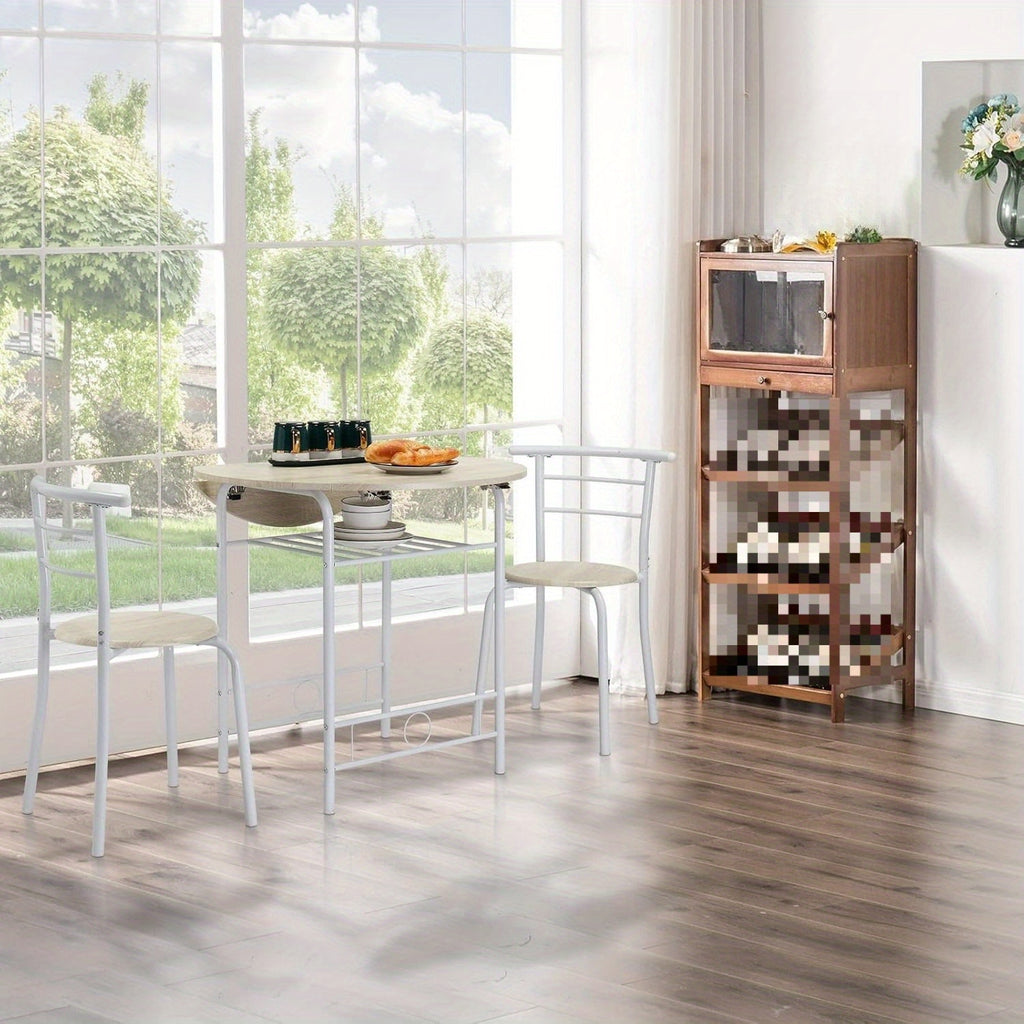 31.5-Inch Foldable Round Dining Table And Chairs, Three-Piece Kitchen Dining Set, Small Double-Size Dining Table with Two Chairs, Perfect for Small Spaces, Homes, Kitchens, And Apartments