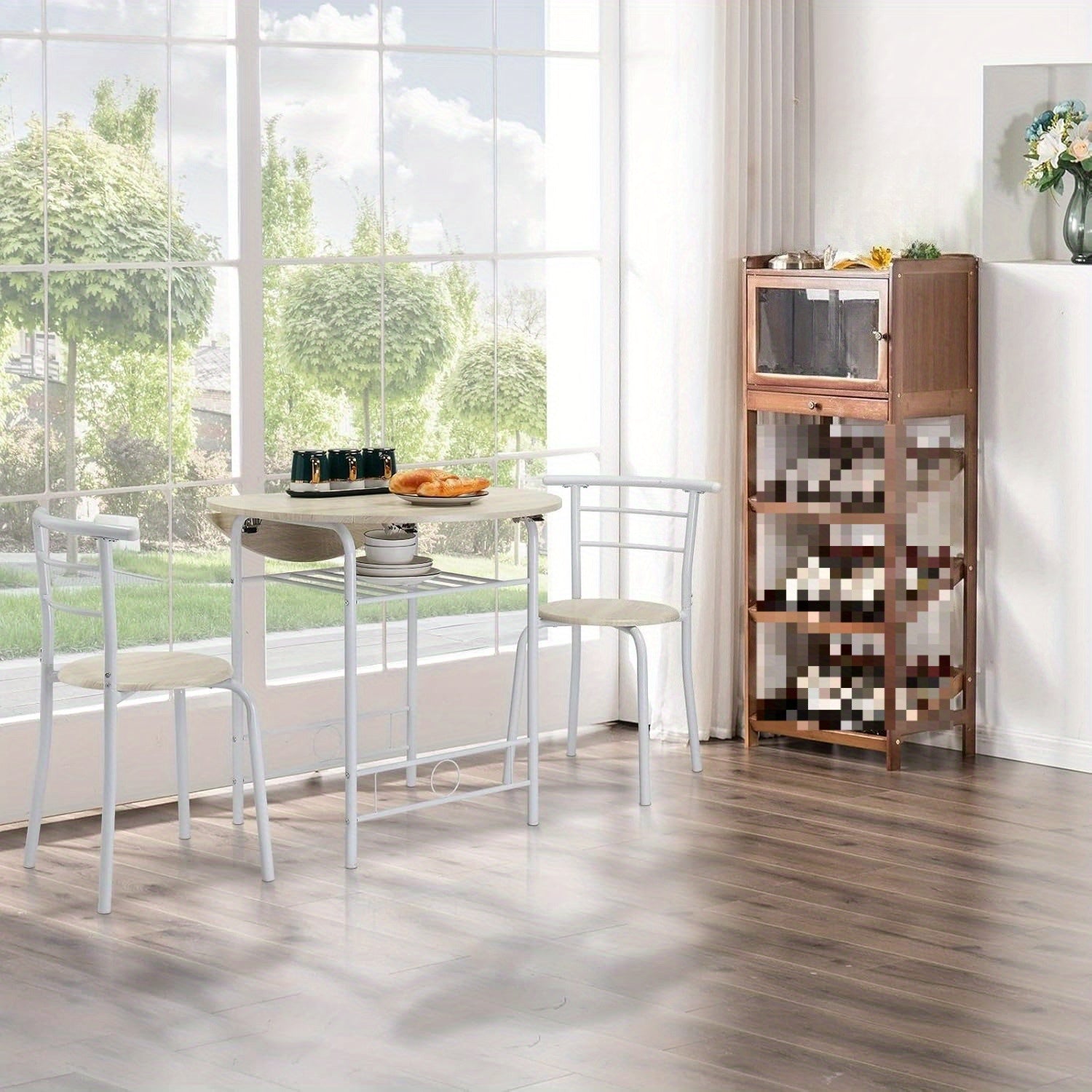 31.5-Inch Foldable Round Dining Table And Chairs, Three-Piece Kitchen Dining Set, Small Double-Size Dining Table with Two Chairs, Perfect for Small Spaces, Homes, Kitchens, And Apartments