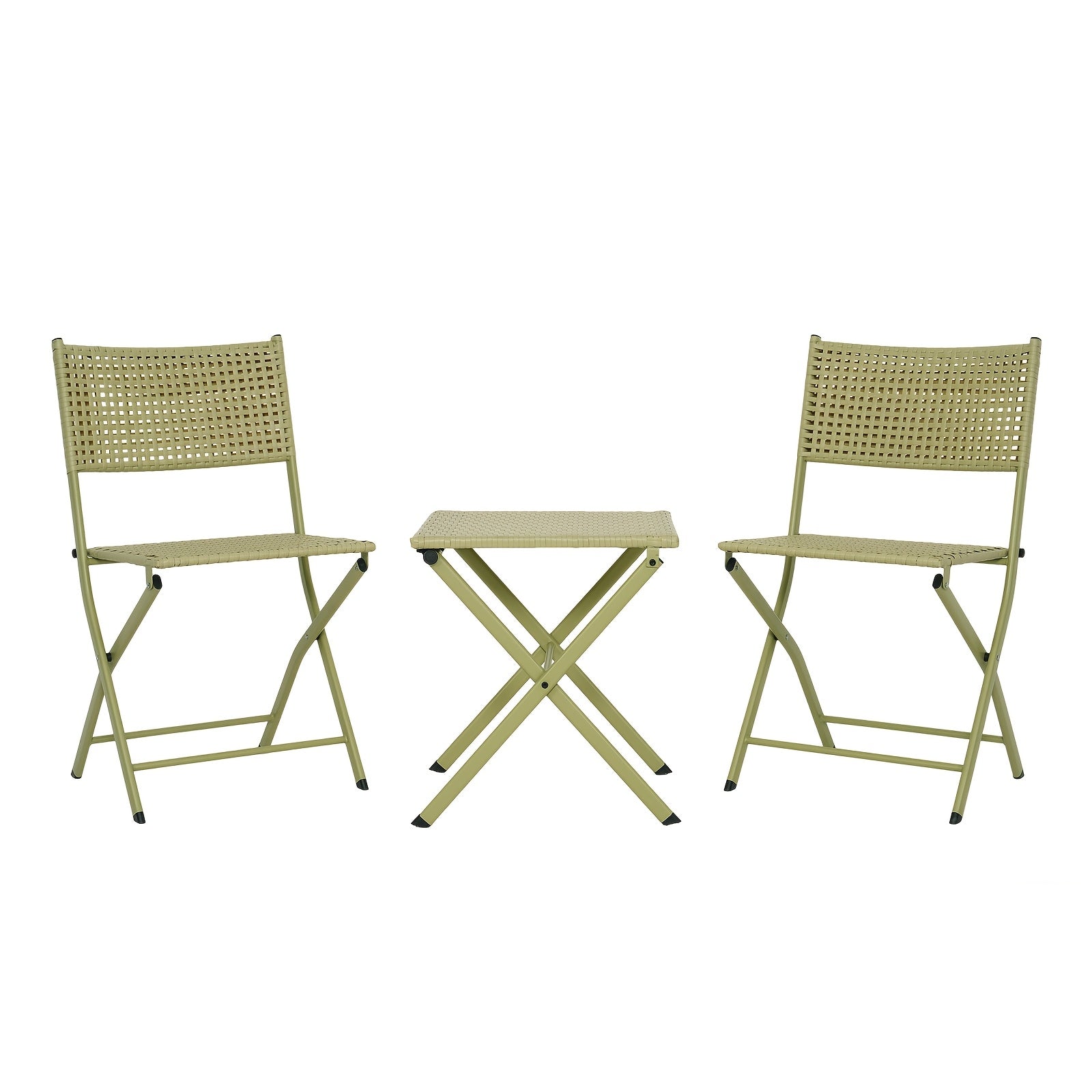 Outdoor Folding Chair Table Set 3pcs with 1 Table And 2 Chairs, Portable Patio Furniture, Metal Frame And Weather Resistance, Space Saving for Balcony And Garden