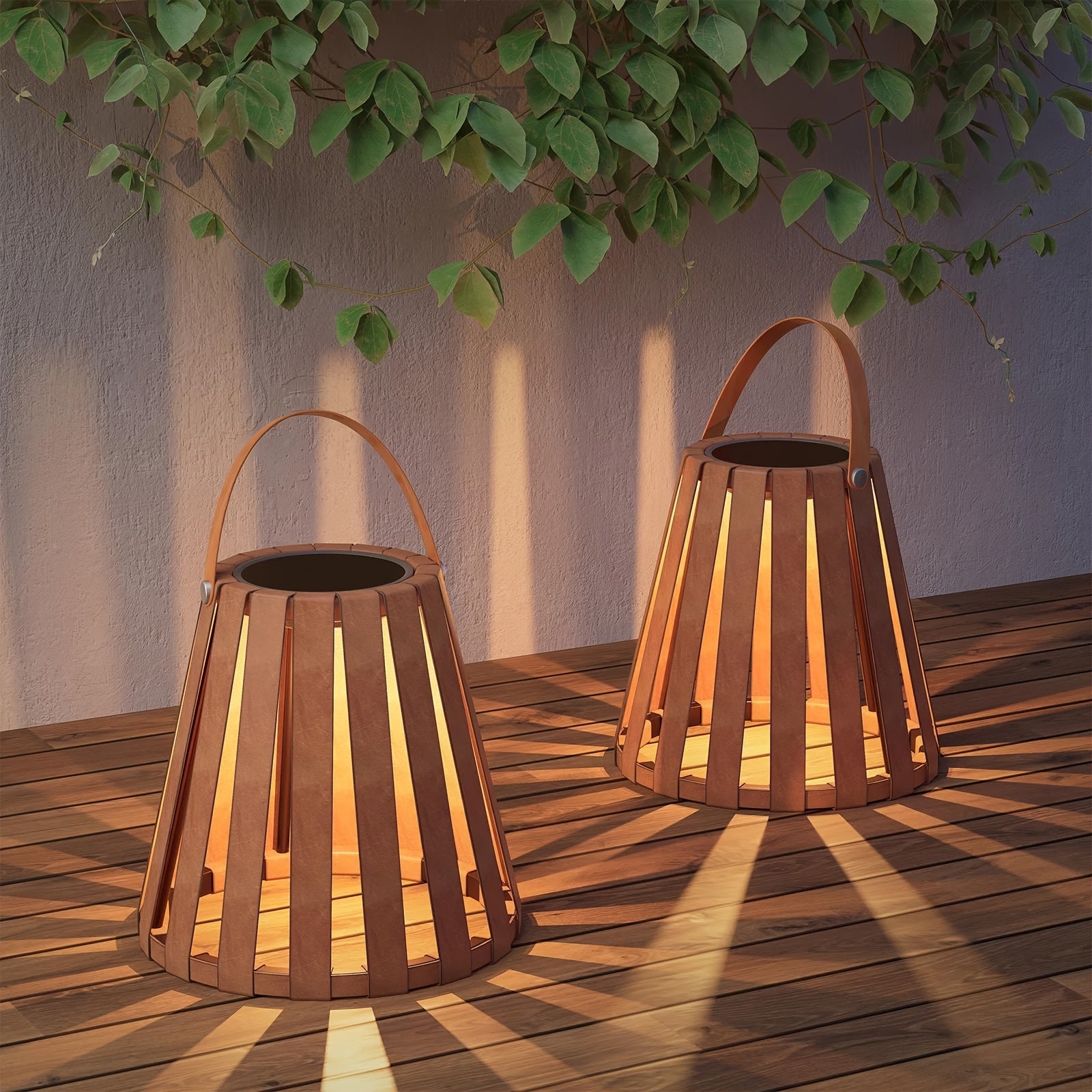 2pcs Solar Lamp 2 Pieces Solar Powered LED Outdoor Lamp | Wicker Floor Lantern, Camp Lighting, Lawn Landscape Garden Decorative Balcony