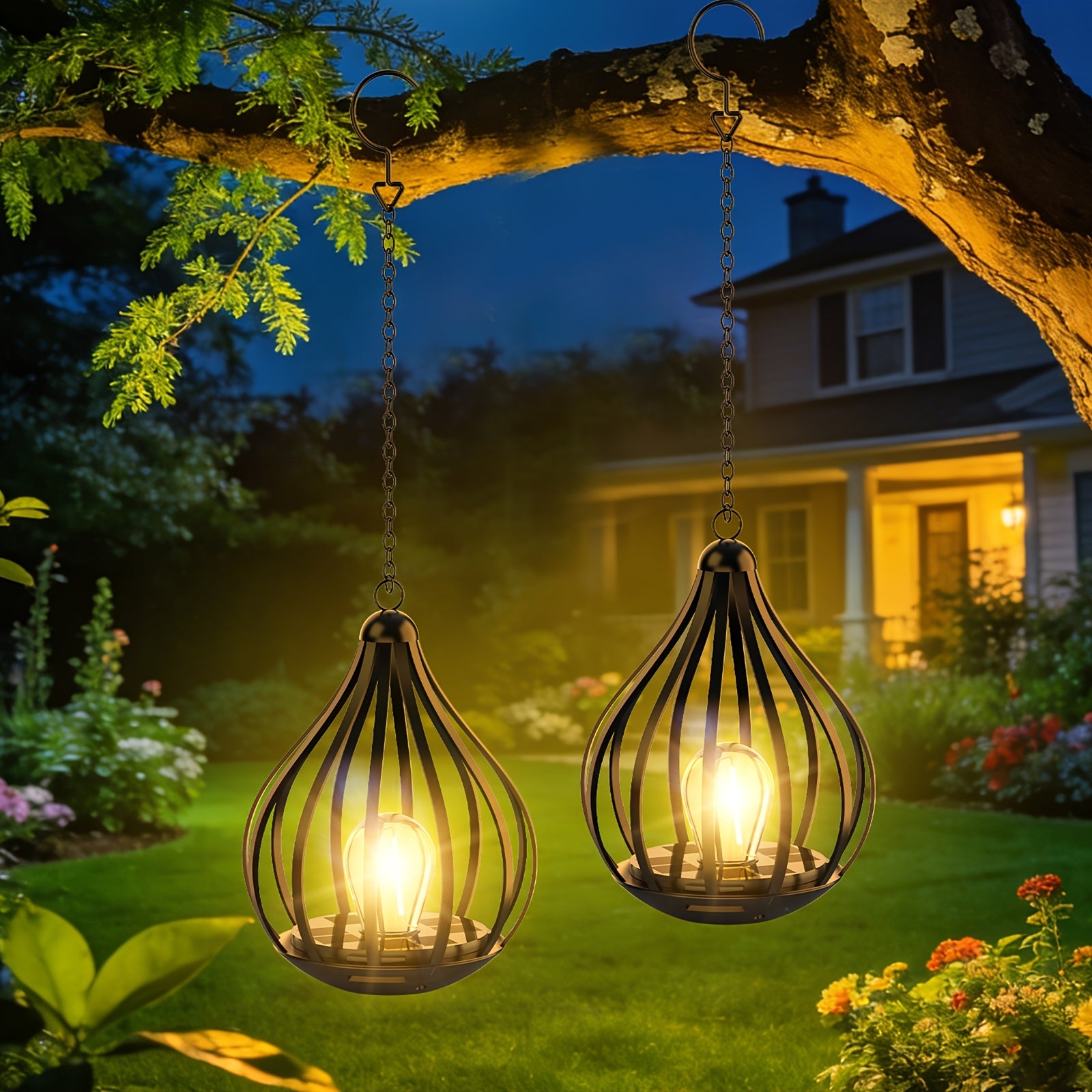 Hanging Solar Lantern, Outdoor Solar Light, Warm White LED Pendant Light, Beaded Copper Wire Spherical Lampshade, Decorative Light for Courtyards And Gardens, Suitable for Courtyards, Pathways, Walls, Eaves, And Pergolas. 1pc\u002F2pcs\u002F4pcs Pack