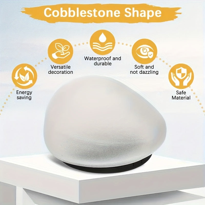 3 Solar Powered Led Pebble Shaped Lights | Ip55 Outdoor Lights, Courtyard Garden Lawn Atmosphere Lights, Balcony Buried Decorative Lights, Plug-In Free Energy-Saving Night Lights, Landscape Landscaping Lights, Light, Polished End
