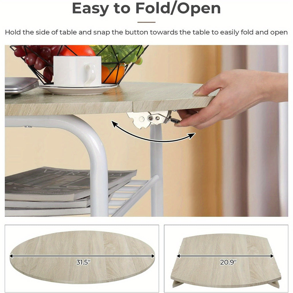 31.5-Inch Foldable Round Dining Table And Chairs, Three-Piece Kitchen Dining Set, Small Double-Size Dining Table with Two Chairs, Perfect for Small Spaces, Homes, Kitchens, And Apartments