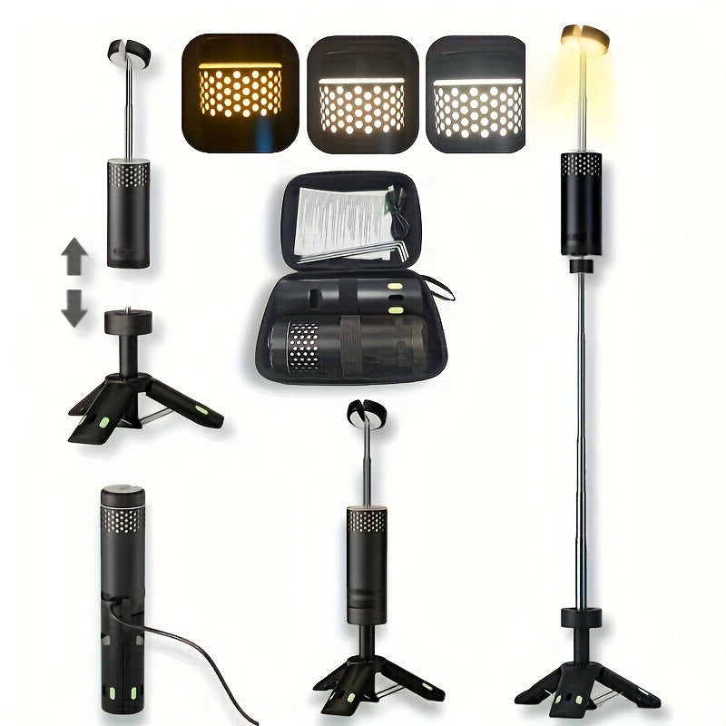 Camping Lantern, Rechargeable Retractable Camping Light, Portable LED Work Light with Magnet, Waterproof Outdoor Camping Light for Camping, Hiking, Night Fishing, Adventure, Hurricane Emergency