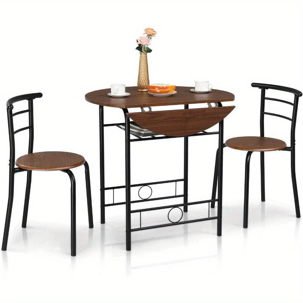 31.5-Inch Foldable Round Dining Table And Chairs, Three-Piece Kitchen Dining Set, Small Double-Size Dining Table with Two Chairs, Perfect for Small Spaces, Homes, Kitchens, And Apartments