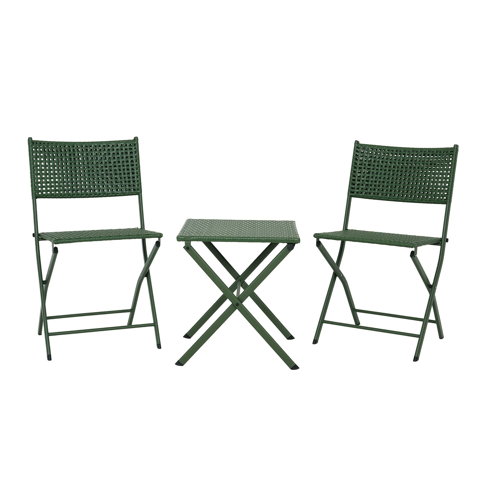 Outdoor Folding Chair Table Set 3pcs with 1 Table And 2 Chairs, Portable Patio Furniture, Metal Frame And Weather Resistance, Space Saving for Balcony And Garden