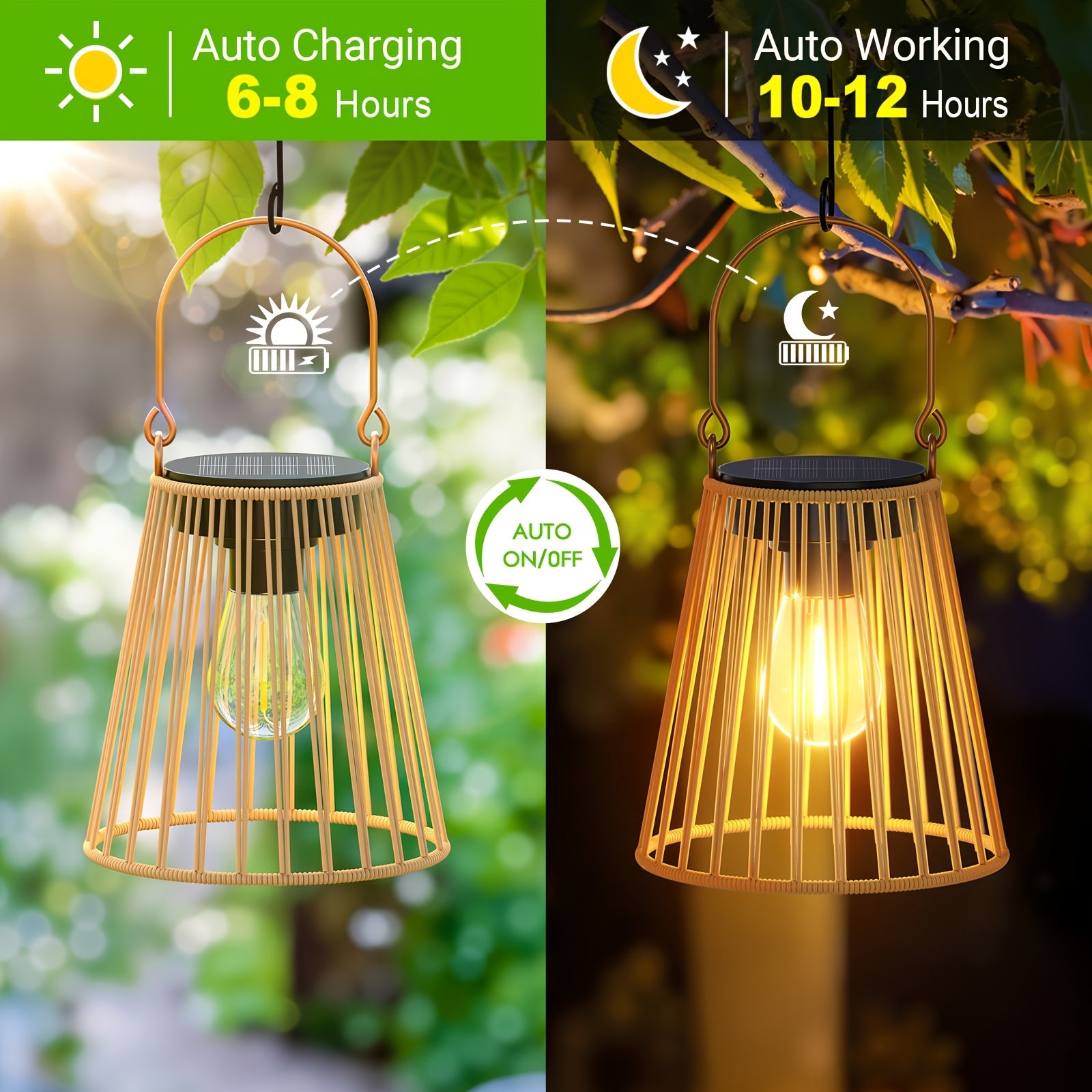 2\u002F4 Pack 800mAh Solar Lanterns Outdoor IPX5 Gifts for Women Hanging Lights Outdoor Christmas Lamp Lights Decoration for Outside Garden, Yard, Patio, Porch, Trees, Lawn, Pathway Decor